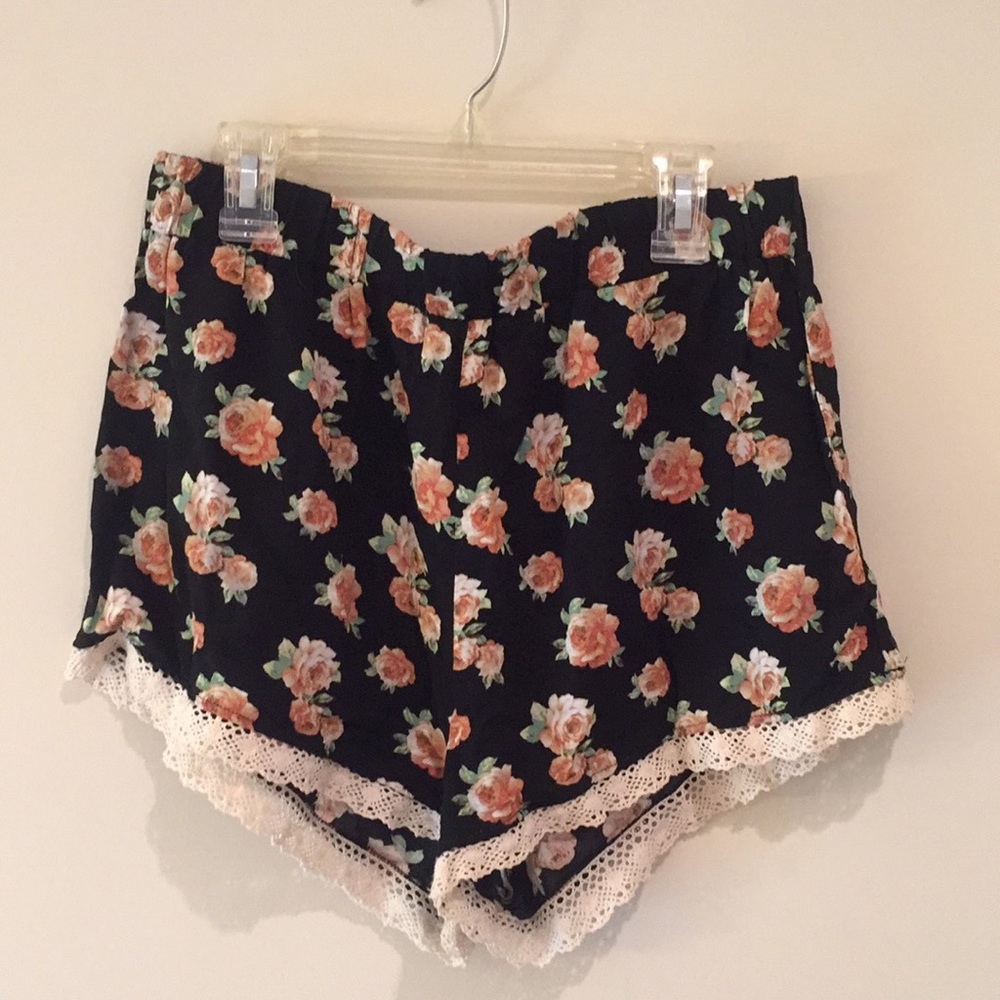 Forever 21 black floral shorts